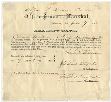 1865 State Of Viginia Amnesty Oath (University Archives LOA)
